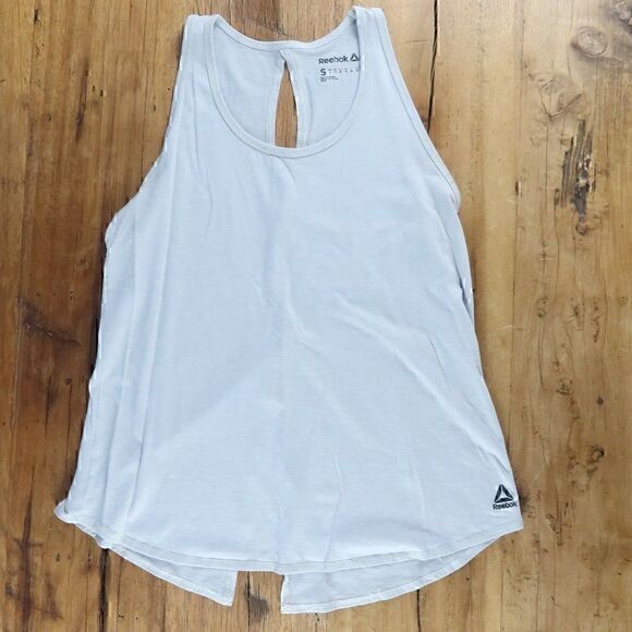 REEBOK LIGHT GREY SPLIT BACK TANK TOP SIZE SMALL - Picture 1 of 5